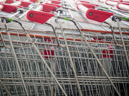 Shopping carts on parking lotの写真素材