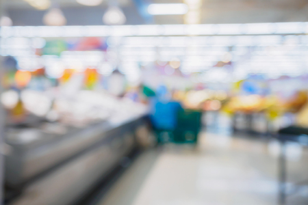 Supermarket with abstract defocused blur backgroundの写真素材