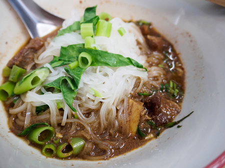 thai style beef noodles soupの写真素材