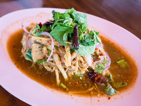 Bamboo shoot spicy salad Thai foodの写真素材