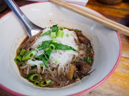 thai style beef noodles soupの写真素材