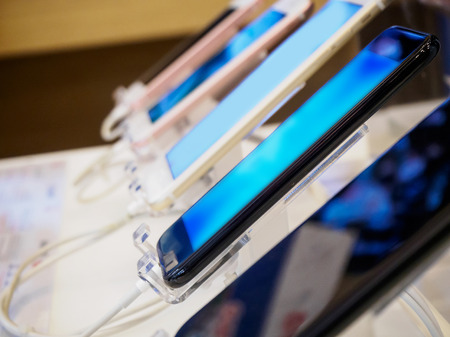 mobile smartphone in electronic storeの写真素材