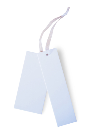 blank white price label isolated on white backgroundの写真素材