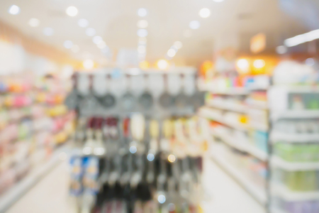 Abstract blur supermarket shelves backgroundの写真素材