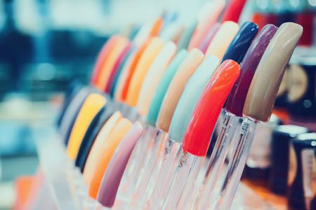 colorful artificial nails in beauty shopの写真素材