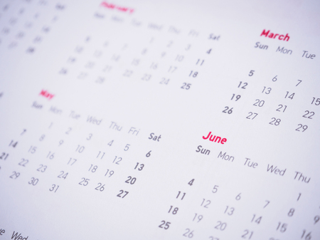 Months and dates on calendar new year 2017の写真素材