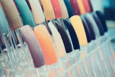 colorful artificial nails in beauty shopの写真素材