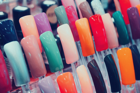 colorful artificial nails in beauty shopの写真素材