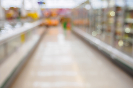 Supermarket with abstract defocused blur backgroundの写真素材