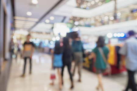 Abstract blur defocused shopping mall interior backgroundの写真素材