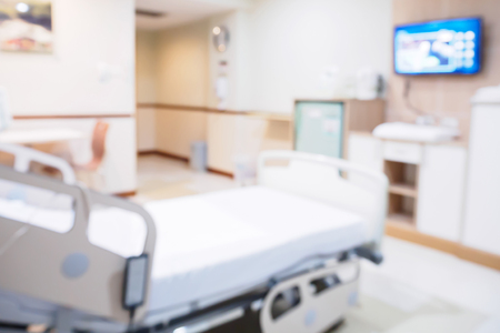 Abstract blur Hospital Room interior with medical bed for backgroundの写真素材