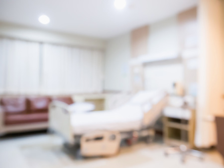 Abstract blur Hospital Room interior with medical bed for backgroundの写真素材
