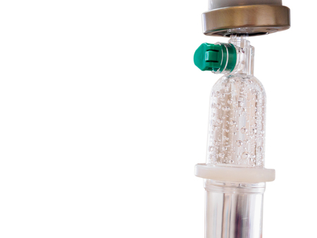 Medical intravenous IV drip isolated on white backgroundの写真素材