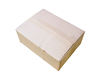 Cardboard box isolated on white backgroundの写真素材