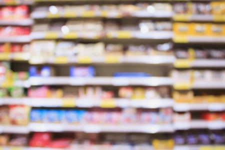Abstract blur supermarket shelves defocused backgroundの写真素材