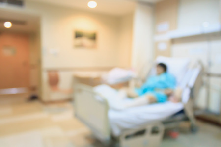 Abstract hospital room interior with bed blur backgroundの写真素材