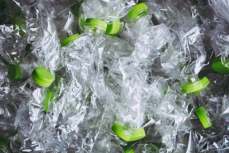plastic bottles recycle background conceptの写真素材