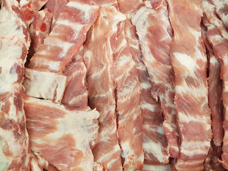 Fresh raw pork rips in marketの写真素材