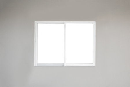 Steel white window home interior on cement wallの写真素材