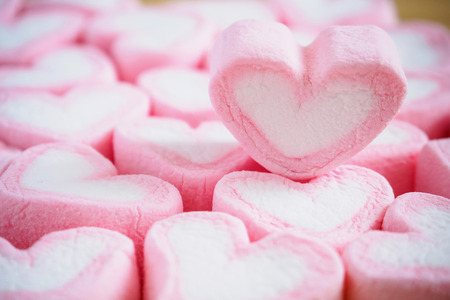 pink heart shape marshmallow for valentines backgroundの写真素材