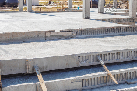 House building, concrete floor under constructionの写真素材