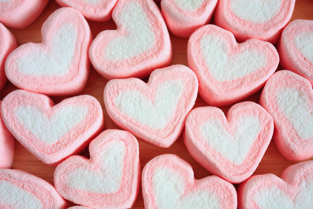 heart shape marshmallow for valentines backgroundの写真素材