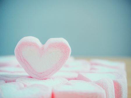 pink heart shape marshmallow for valentines backgroundの写真素材