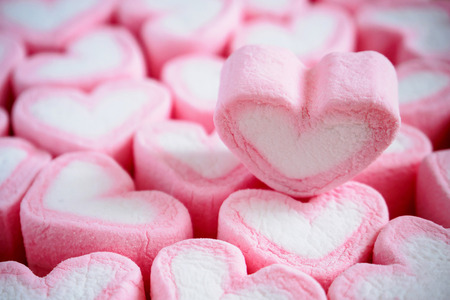 pink heart shape marshmallow for valentines backgroundの写真素材