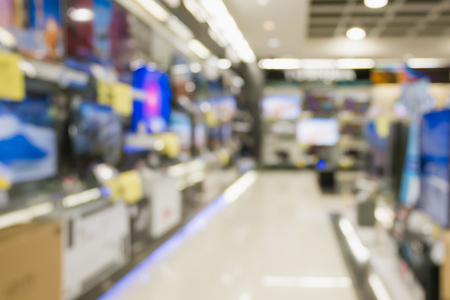 eletronic department store show Television TV and home appliance with bokeh light blurred backgroundの写真素材
