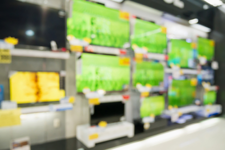 eletronic department store show Television TV and home appliance with bokeh light blurred backgroundの写真素材