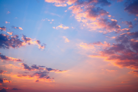 Abstract sunset sky with clouds nature backgroundの写真素材