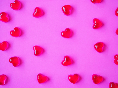 Valentines day background with heart shape candy on pink backgroundの写真素材