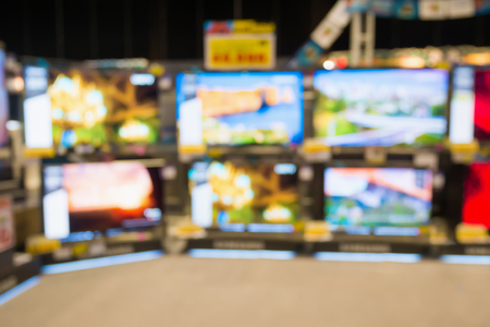 eletronic department store show Television TV and home appliance with bokeh light blurred backgroundの写真素材