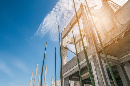 construction residential new house in progress at building siteの写真素材