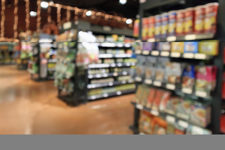 Abstract blur supermarket aisle defocused backgroundの写真素材