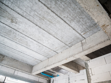 reinforced concrete slabs of residential house building under constructionの写真素材