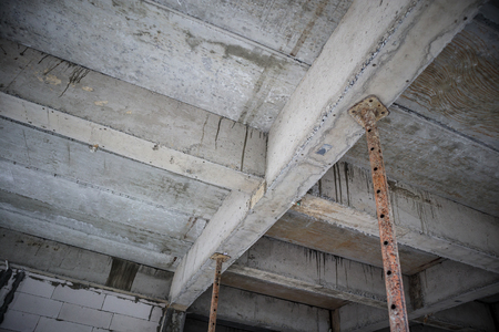  building under construction with iron steel support concrete beamsの写真素材