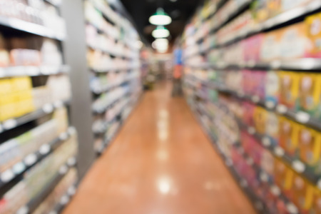 Abstract blur supermarket aisle defocused backgroundの写真素材