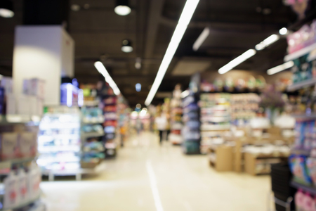 Abstract blur supermarket aisle defocused backgroundの写真素材