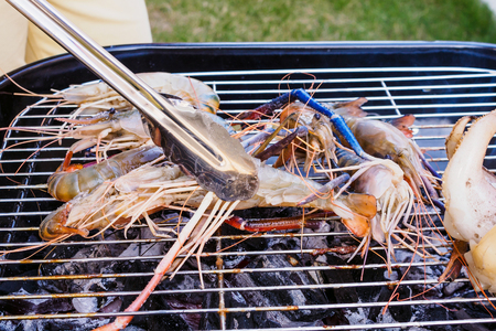 Grilled river shrimpsの写真素材