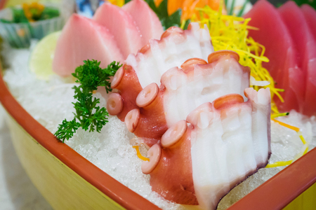 fresh sashimi set on iceの写真素材