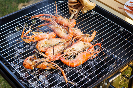 Grilled river shrimpsの写真素材