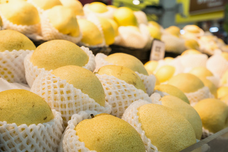Chinese pear at supermarket grocery storeの写真素材