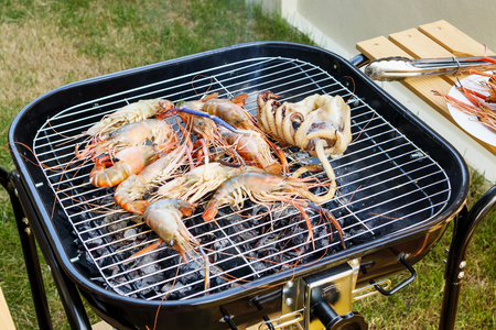 Grilled river shrimpsの写真素材