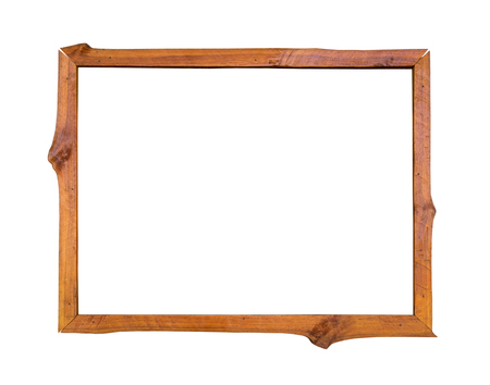 Wood frame isolated on white backgroundの写真素材