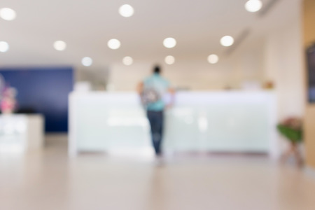 Abstract blur hospital clinic counter interior defocused medical backgroundの写真素材