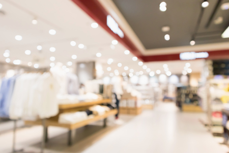 Abstract blur clothing boutique display interior of shopping mall backgroundの写真素材