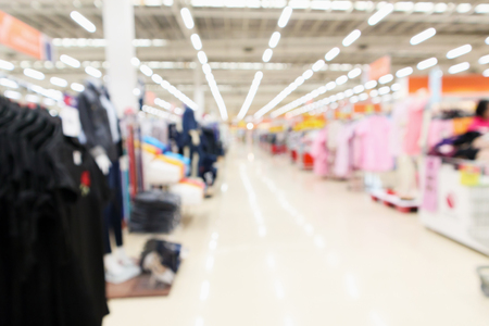 Abstract blur clothing boutique display interior of shopping mall backgroundの写真素材