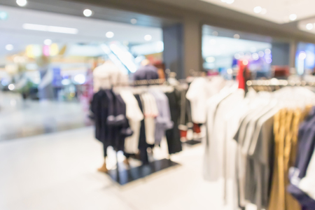 Abstract blur clothing boutique display interior of shopping mall backgroundの写真素材