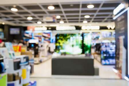eletronic department store show Television TV and home appliance with bokeh light blurred backgroundの写真素材